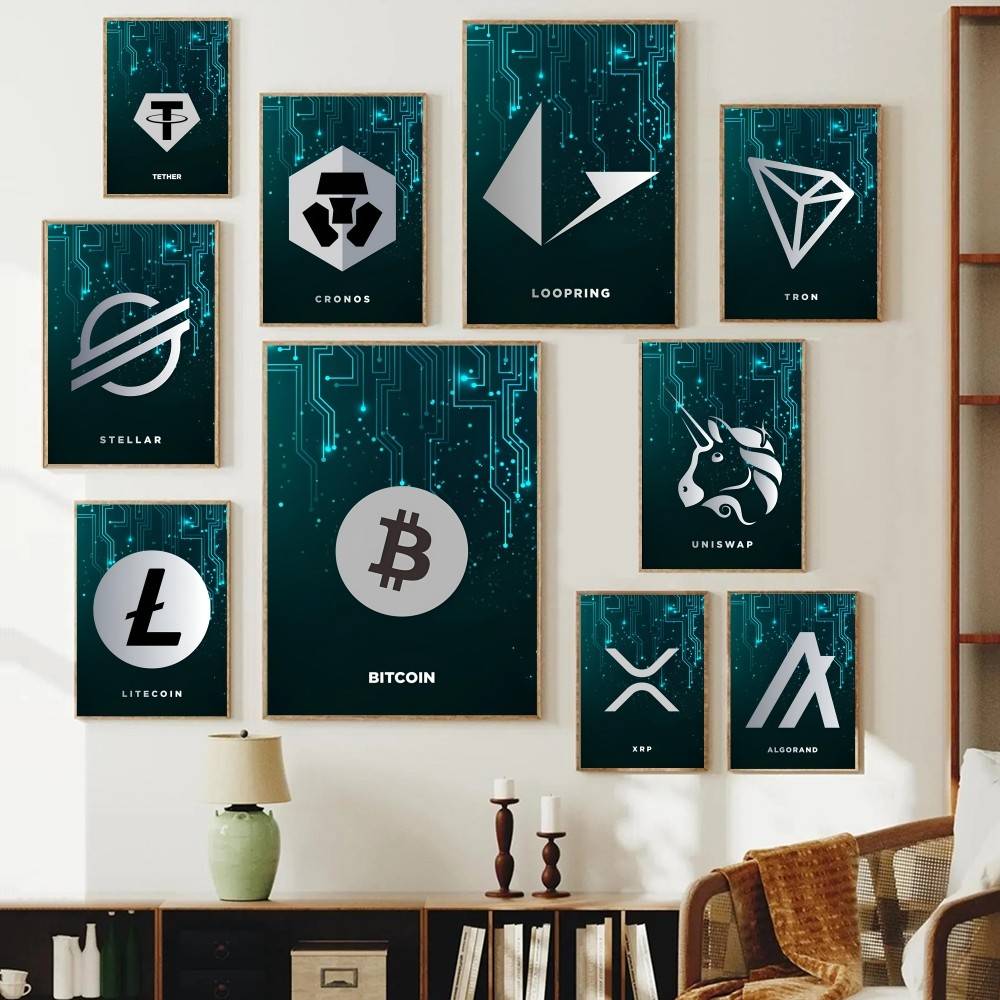 Office Of Tech - Poster Simbol Kripto Sirkuit Teknologi Logo
