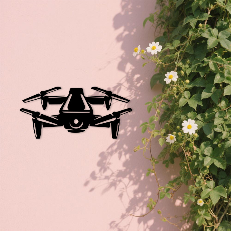 Office Of Tech - Seni Dinding Logam Siluet Drone 2D,