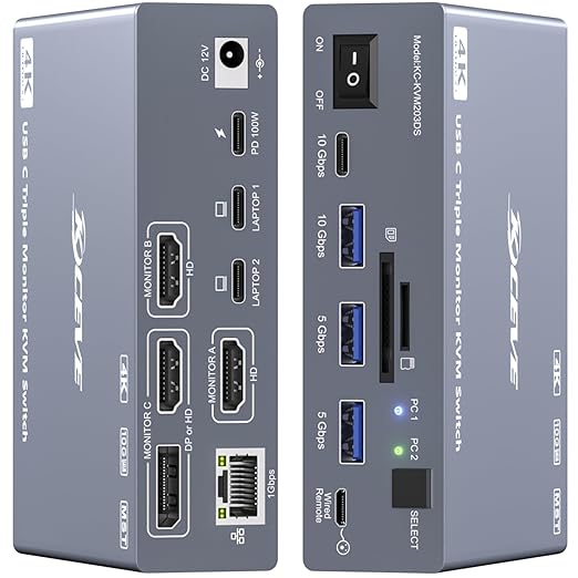 Docking Station Usb C - Switch KVM USB C 3 Monitor