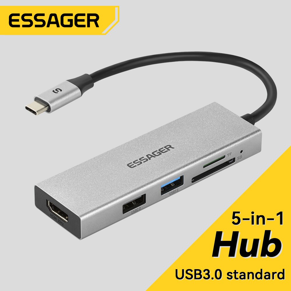 Essager 5 in 1 USB C HUB pemba - Docking Station Usb C ulasan dan harga