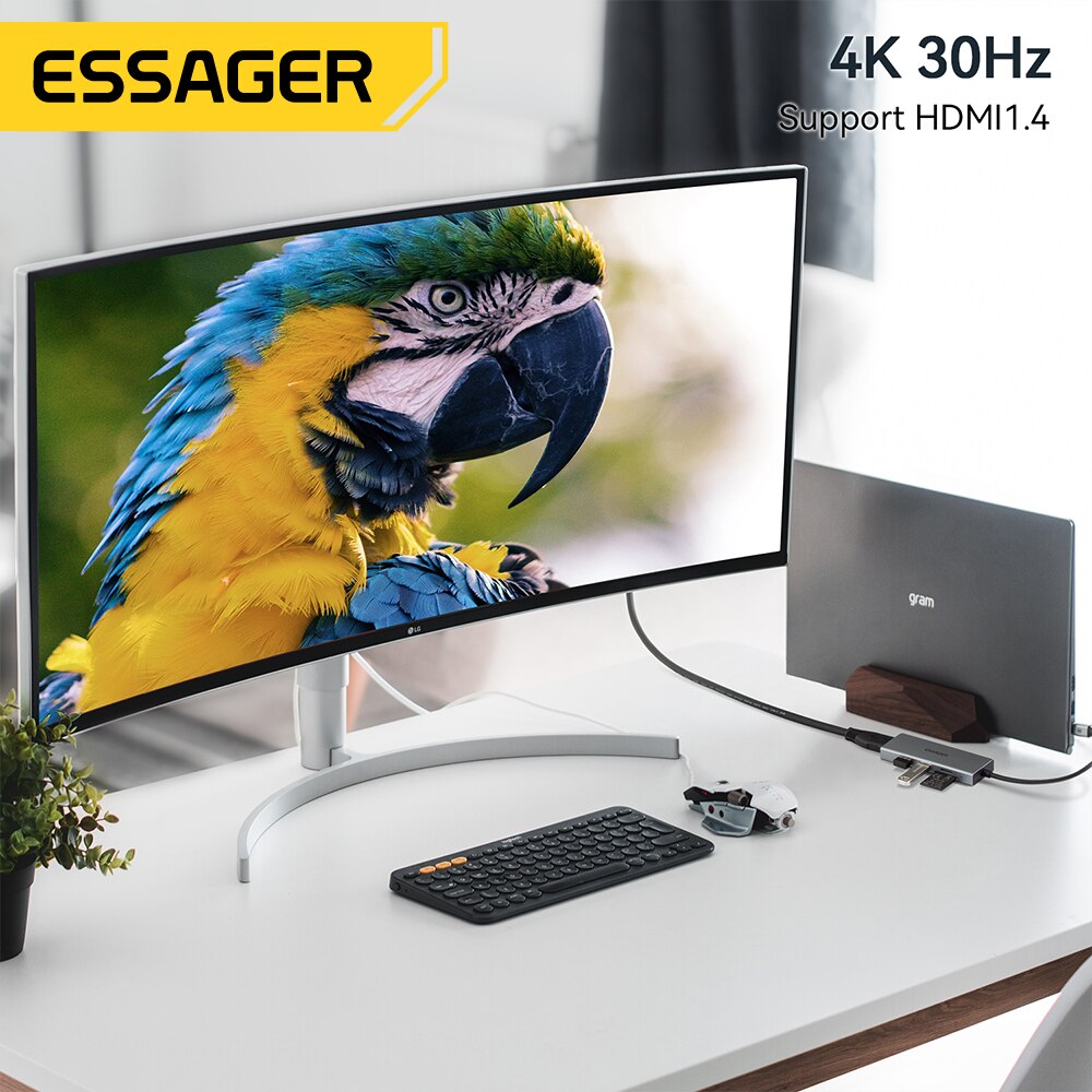 Essager 5 in 1 USB C HUB pemba - Docking Station Usb C ulasan dan harga