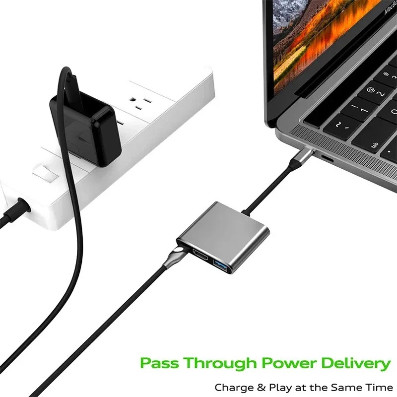 USB C HUB 3in1 Tipe C 3.0 Ke S - Docking Station Usb C ulasan dan harga